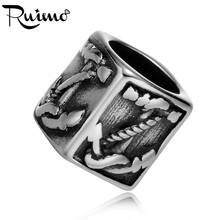 RUIMO 316L Stainless steel 8mm Hole Beads for DIY Bracelet Jewelry Making Anchor Pattern Metal Beads Fit Leather Bracelets 2024 - buy cheap