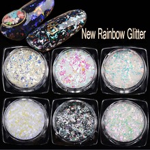 6 boxes/Lot Rainbow Nail Sequins Glitter Holographic Powder Dazzling Nail Art Flakes Sequins For DIY Nail Glitters 2g 2024 - buy cheap