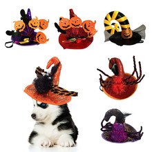 Sombrero de Gato de Halloween de mago de calabaza, disfraz para mascota, sombrero de araña, vestido de fiesta de lujo, decoración de Halloween para perro pequeño y gato 2024 - compra barato