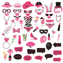 56pcs Bachelor Party Photobooth Props Hen Do Party Decorations Pink Glasses Hat Mask Paper Cards Birthday Party Supplies 2024 - buy cheap
