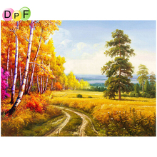 DPF-Pintura de diamante cuadrado artesanal, mosaico bordado de diamantes, paisaje de otoño, punto de cruz, pintura de decoración del hogar 2024 - compra barato