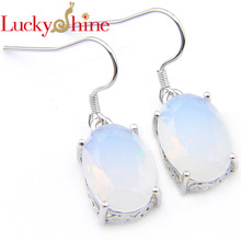 Luckyshine Vintage Jewelry White Moonstone Earrings 10*14 mm Oval For Women Charms Drop Hook Earrings Friend Family Gift 2024 - buy cheap