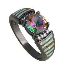 Brand Designer Mystic Zircon White Fire Opal Silver Stamped Wholesale Retail fashion jewelry Ring USA Size #5#6#7#8#8.5 OR732A 2024 - buy cheap