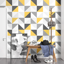 Papel tapiz cuadrado moderno, papel de pared nórdico de Europa, de contacto de celosía geométrica amarilla para paredes de fondo de dormitorio y sala de estar 2024 - compra barato