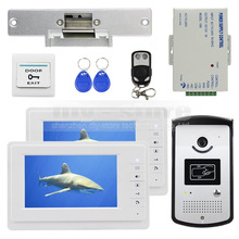 DIYSECUR-Kit de teléfono para puerta de vídeo, 7 pulgadas, 1V2, cerradura de golpe, Control remoto, botón de salida, Keyfobs, PSU 2024 - compra barato