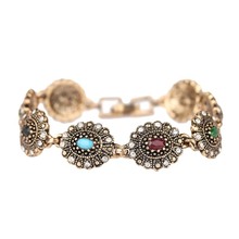 Kinel Fashion Boho Bracelet For Women Antique Gold Crystal Flower Link Bracelet Vintage Jewelry 2021New 2024 - buy cheap