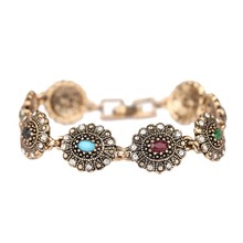 Kinel-pulsera Bohemia para mujer, brazalete con eslabones de flores de cristal dorado antiguo, joyería Vintage 2021 2024 - compra barato