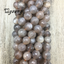 Facetado redondo gris Sunstone suelta perlas de piedra Natural de piedra de cristal de perlas para la fabricación de la joyería DIY MY2034 2024 - compra barato