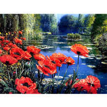 GLymg 5d Diamond Painting Flower Lake Secenery Embroidery Handicrafts Diy Diamond Embroider Cross Stitch Gift Wall Arts Decor 2024 - buy cheap