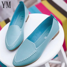 Candy color Women Flats Genuine Leather Shoes Women Loafers Slip On Moccasins Nurse Flat Shoes Female Leather Casual Shoes 35-40 2024 - buy cheap
