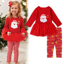 Christmas Girls Clothing Sets Baby Girls Sets Santa Claus 2pcs Sets Deer Print Suit Kids Long Sleeve Children Clothes 2024 - buy cheap