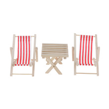 Mini Wooden Beach Chair Longue Deck Chair (2pcs) & Beach Table Crafts for 1/6 Dollhouse Funiture and Accessories 2024 - buy cheap