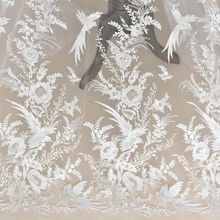 Tela de encaje con bordado para vestido de boda, tela de encaje para patchwork, color champán 2024 - compra barato