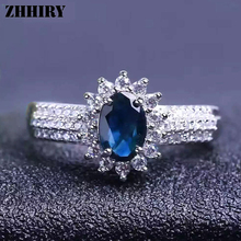 Anillo de piedra zafiro Natural para mujer, anillo de joyería de gemas azul oscuro de plata sólida 925 genuino, piedra natal ZHHIRY 2024 - compra barato