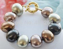 Bracelet+++423 8" 19mm Coffee Black Egg South Sea Shell Pearl Bracelet 2024 - buy cheap