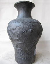 USPS в США S2628 12 превосходная китайская медная ваза из чистой бронзы с двумя драконами для игр и аквариума 2024 - купить недорого
