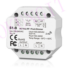 Regulador de intensidad de corte de fase, controlador de S1-B Led Triac, RF + Push AC, 2,4 GHz, control remoto inalámbrico RF, 1A 2024 - compra barato