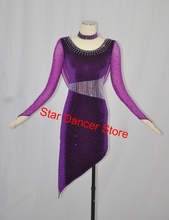 Latin Dance Skirt Women 2019 High Quality Standard Competition Latin Dancing Dress Adult Elegant Purple Rumba Latin Skirt 2024 - buy cheap