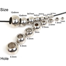Contas espaçadoras de aço inoxidável em vários tamanhos, conta redonda para colar e pulseira diy 2024 - compre barato