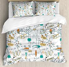 Doodle Duvet Cover Set Queen Size Science Lab Objects Education Themed Drawing Scientific Formulas Biology Chemistry Decorative 2024 - buy cheap