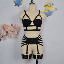 New black Harness cage bra Gothic Harajuku women sexy lingerie complex Garters belt body harness bra Garters 2024 - buy cheap