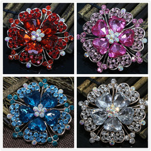 Multicolor heart rhinestone crystal elegant flower pins broches high grade rose gold-color jewelry I 2024 - buy cheap