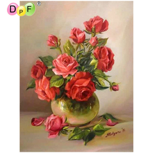 DPF DIY Gift Pink Red Rose Vase 5D full Round Diamond Painting Magic Cube Cross Stitch Diamond Embroidery crafts Mosaic Decor 2024 - buy cheap