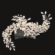 Bridal Handmade Pearls Hair Comb Delicate Bride Headdress Plug Hair Combs Tiara Wedding Accessories Hair Jewelry Bridesmaid Gift 2024 - buy cheap