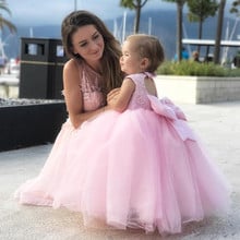 Vestido de tul rosa para niña, Vestidos para Fiesta de cumpleaños, Vestidos de desfile con lazo grande, Vestidos de Fiesta hechos a medida 2024 - compra barato