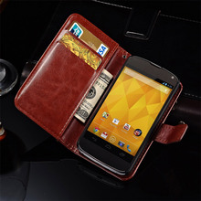 PU Leather Case for LG Nexus 4 E960 Luxury Wallet Style Stand Flip Cover Phone Bag Case for Google Nexus 4 with Card Slot 2024 - buy cheap