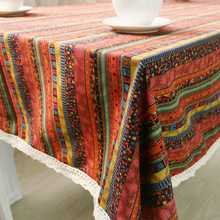 Cotton Linen lace Table Cloth Bohemian style Striped Tablecloth Dining Table Coffee Lace Table Cover For Kitchen Home Decorative 2024 - buy cheap