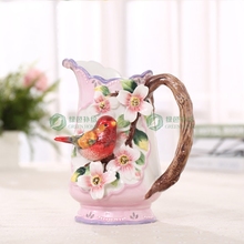 ceramic creative red birds flowers vase coffee pot home decor crafts room wedding decorations handicraft porcelain figurines 2024 - buy cheap