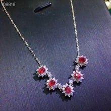 Natural red ruby Pendant necklace S925 silver Natural gemstone necklace Elegant round Princess women wedding party gift jewelery 2024 - buy cheap