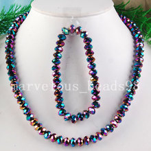 Free Shipping Beautiful jewelry  MotleyCrystal Faceted Bead Necklace Bracelet Set G1146 2024 - buy cheap