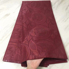 Wine Red African jacquard fabric guinea brocade cotton 2019 guaranteed bazin riche Cotton for Nigerian wedding 5 yard wholesale 2024 - buy cheap