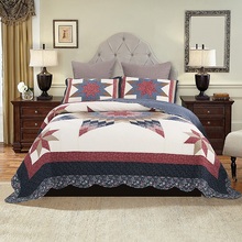 Colcha americana artesanal de retalhos conjunto de 3 peças de cama acolchoada algodão cobertor de cama super king queen tamanho macacão 2024 - compre barato