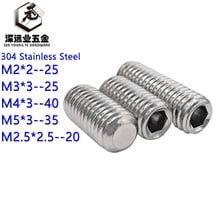 DIN913 Set Screws M2 M2.5 M3 M4 M5 304 Stainless Steel GB77 Thread Grub Screws Flat Point Hexagon Socket Set Screws Headless 2024 - buy cheap