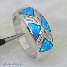 Top Blue Fire Opal Ring Silver Color Jewelry Fashion Rings For Women Wholesale & Retail Size 6.5 6.75 7.5 7.75 R365 2024 - buy cheap