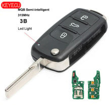 Keyecu MQB Semi-intelligent Modified Remote Key 3 Button 315MHz /434MHZ ID48 Chip for Volkswagen HU66 Uncut Blade 2024 - buy cheap