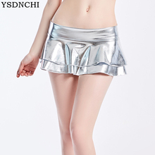 YSDNCHI Sexy Outwear Skirt New High Street Summer Women Shiny Bodycon Micro Mini Skirts Party Clubwear Short Skirt Solid Pleated 2024 - buy cheap