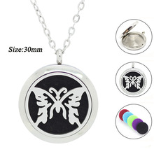 20mm 25mm 30mm magnetic aromatherapy necklace butterfly 316L Stainless steel essential oil diffuser necklace jewelry 2024 - buy cheap