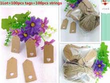 Free Shpping 4x2cm Kraft Gift Tags+Strings  Price Tags Clothing Tags Kraft Paper Cards Blank Hang Gift Tags DIY for Bookmark 2024 - buy cheap