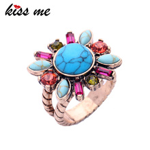 KISS ME Charming Synthetic Stone Crystal Flower Rings for Women New Design Party Finger Ring Fashion Jewelry 2024 - buy cheap