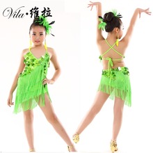 Kids Sequins Stage Tassels Competition Latin Dance Dress Girls Gymnastics Practice Party Dancing Dress Stage Dancewear costumes 2024 - buy cheap