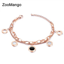 Pulseira com zoom angul de aço inoxidável, moda multi-camada numeral romano, pulseiras femininas, bracelete clássico de noivado para mulheres zb18169 2024 - compre barato