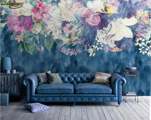 Beibehang-papel tapiz personalizado nórdico minimalista, retro, abstracto, rosa, flor, Fondo de dormitorio, decoración del hogar, papel tapiz 3d 2024 - compra barato