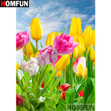 HOMFUN-pintura de diamante 5D DIY "Flor de color", cuadrados o redondos de imitación bordado de diamantes, estilo punto de cruz 3D, decoración del hogar, A18909 2024 - compra barato