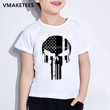 Los niños de manga corta de verano de niñas y niños T camisa niños Punisher cráneo estampado de moda camiseta de moda Casual ropa de bebé HKP5022 2024 - compra barato