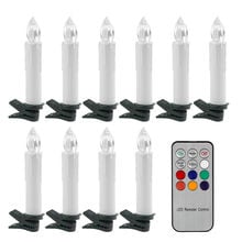 Remote Controlled LED taper Candle Light w/12keys controller &mount clip Wedding Christmas Xmas Tree Party decor RGB-Multicolor 2024 - купить недорого