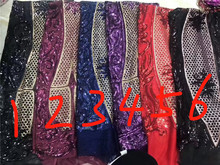 Nuevo diseño de moda lentejuelas tul africano encaje de malla con lentejuelas JRB-121198 tela de encaje bordado de moda para fiesta 2024 - compra barato